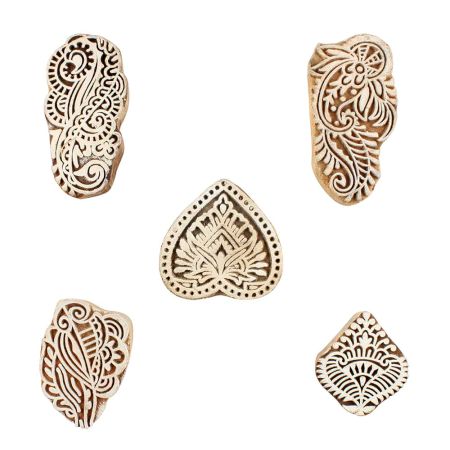 Set of 5 Piece New Mix Wooden Printing Blocks